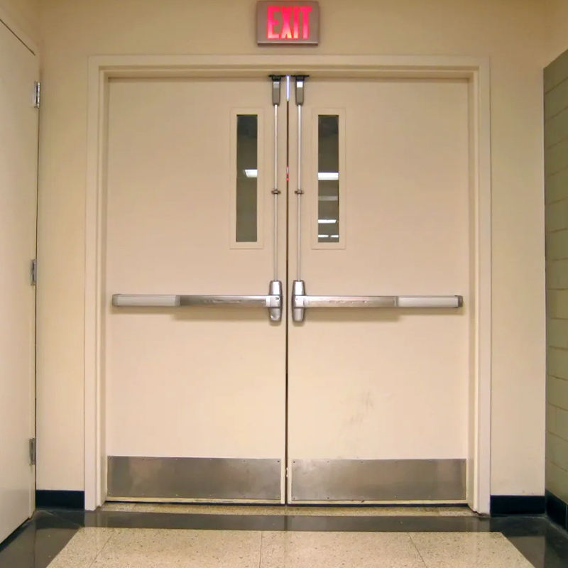 Modern 1.5 Hour Fireproof Steel Doors for Office Building Interior Fire Prevention Finished Surface Polymer Doors