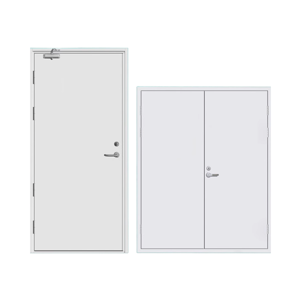 Modern 1.5 Hour Fireproof Steel Doors for Office Building Interior Fire Prevention Finished Surface Polymer Doors
