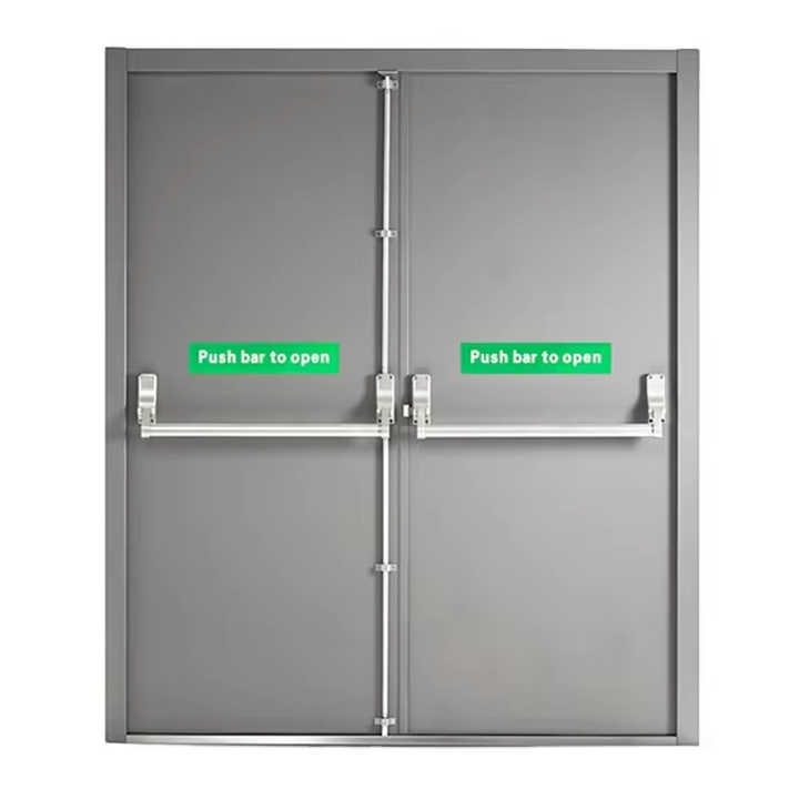 Automatic Push Rod Lock Double Steel Door Modern Fireproof Feature Interior Use Hospitals Hotels Leadowvin Brand Manufactured