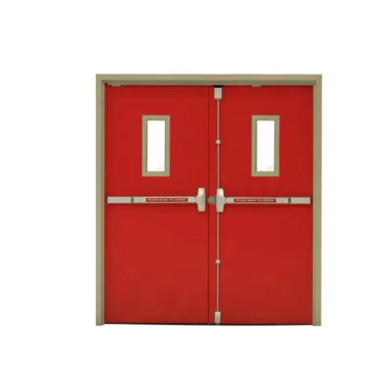 Automatic Push Rod Lock Double Steel Door Modern Fireproof Feature Interior Use Hospitals Hotels Leadowvin Brand Manufactured