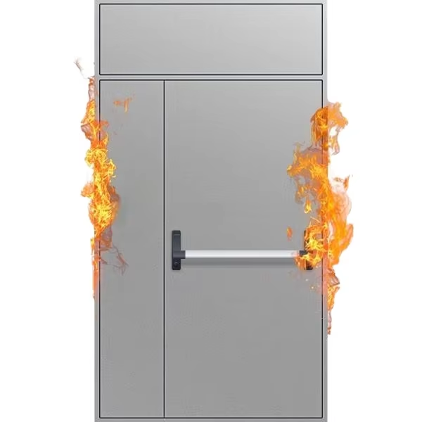 Automatic Push Rod Lock Double Steel Door Modern Fireproof Feature Interior Use Hospitals Hotels Leadowvin Brand Manufactured