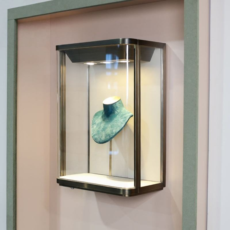 High-End Custom Wood Luxury Diamond Counter Jewellery Stainless Steel Watch Display Cabinet Glass Showcase for Retail Store