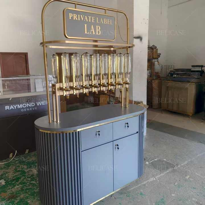 Minimalist Style Perfume Store Decoration Showcase Sturdy Metal Display Racks for Selling Perfume with Store Perfume Bottle