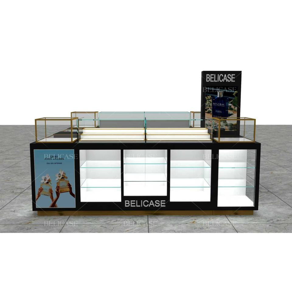 Customized Perfume Mall Kiosk, Luxury Perfume Display Stand, Modern Glass Showcase for Shopping Center Mall & Retail Store