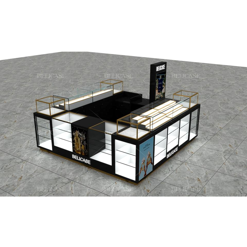 Customized Perfume Mall Kiosk, Luxury Perfume Display Stand, Modern Glass Showcase for Shopping Center Mall & Retail Store