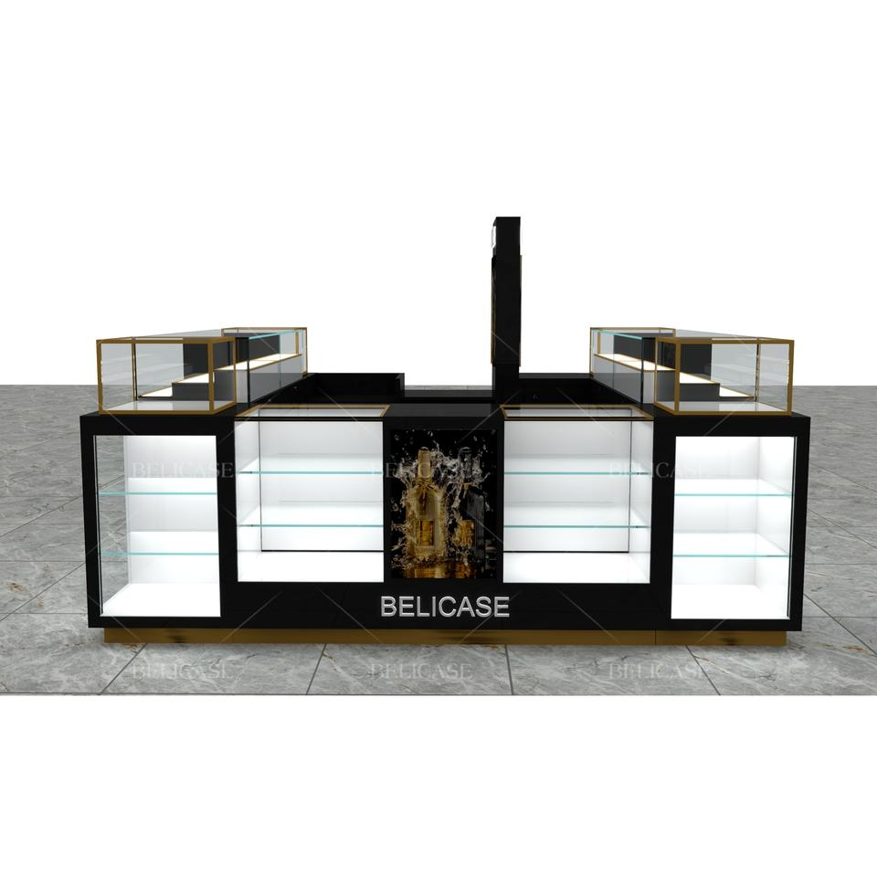 Customized Perfume Mall Kiosk, Luxury Perfume Display Stand, Modern Glass Showcase for Shopping Center Mall & Retail Store