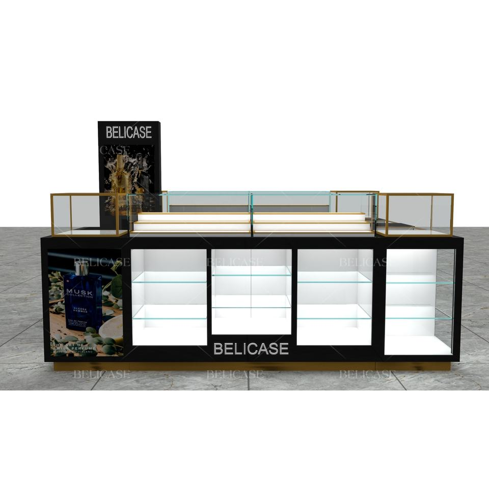 Customized Perfume Mall Kiosk, Luxury Perfume Display Stand, Modern Glass Showcase for Shopping Center Mall & Retail Store