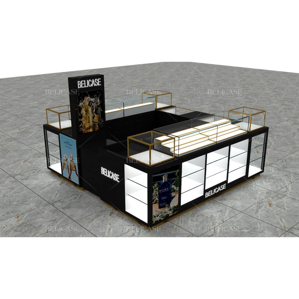 Customized Perfume Mall Kiosk, Luxury Perfume Display Stand, Modern Glass Showcase for Shopping Center Mall & Retail Store