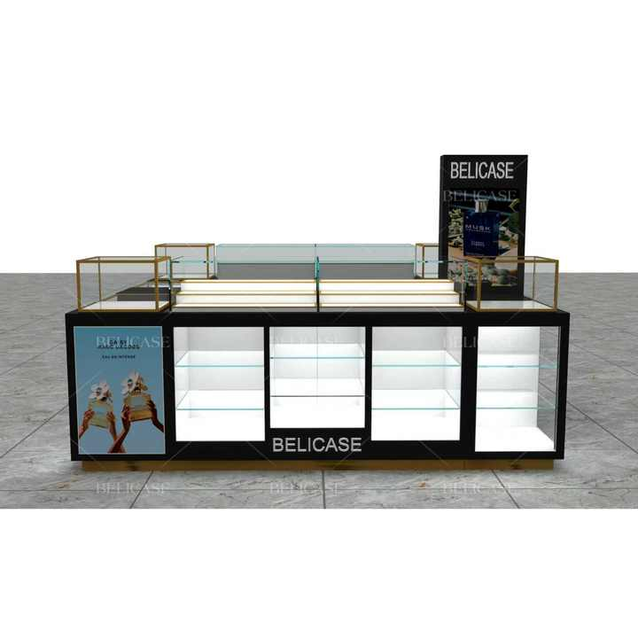 Customized Perfume Mall Kiosk, Luxury Perfume Display Stand, Modern Glass Showcase for Shopping Center Mall & Retail Store