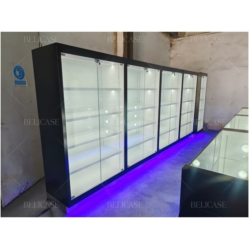 Customizable Wood Paint Animation City Toy City Handmade Gift Shelves Anime Figure Display Glass Cabinet for Anime Figures