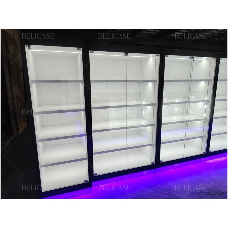 Customizable Wood Paint Animation City Toy City Handmade Gift Shelves Anime Figure Display Glass Cabinet for Anime Figures