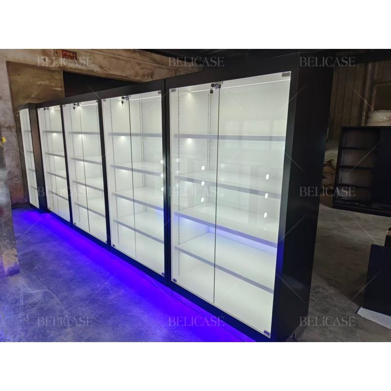 Customizable Wood Paint Animation City Toy City Handmade Gift Shelves Anime Figure Display Glass Cabinet for Anime Figures