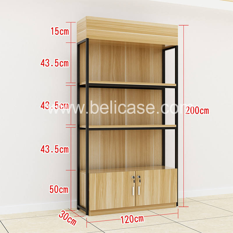 Metal Wood Display Shelf for Retail Shop Retail Bookstore Display Rack with LED Light Wooden Display Shelving for Sale