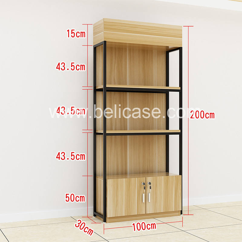 Metal Wood Display Shelf for Retail Shop Retail Bookstore Display Rack with LED Light Wooden Display Shelving for Sale