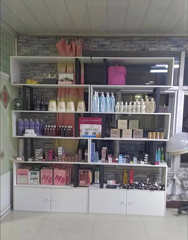 Stylish Style Cosmetic Retail Display Racks Skincare Shelves Wooden Storge Stand Metal Cosmetic Display Rack for Cosmetic Shops