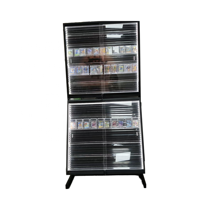 Eco-Friendly Repositionable Metal Display Cabinet with LED Light for Retail Trading Card Display Rack