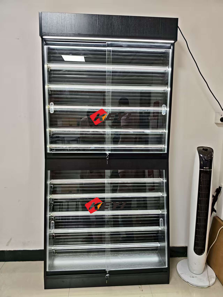 Repostionable Rail Card Display Case Retail Wholesale Trading Card Metal and Acrylic Display Rack