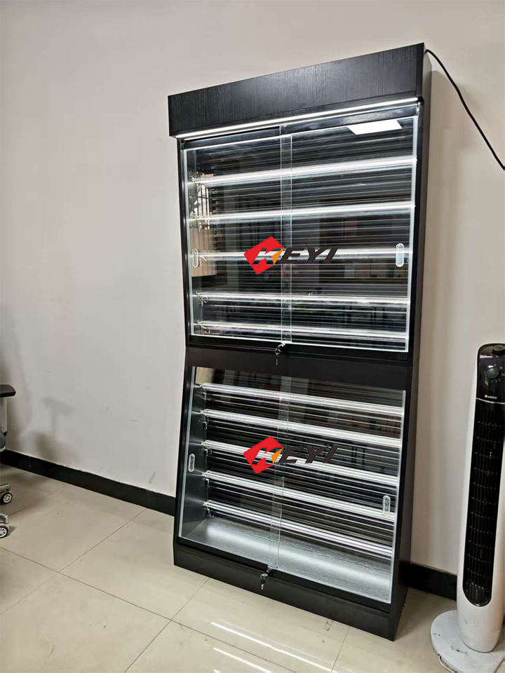 Repostionable Rail Card Display Case Retail Wholesale Trading Card Metal and Acrylic Display Rack