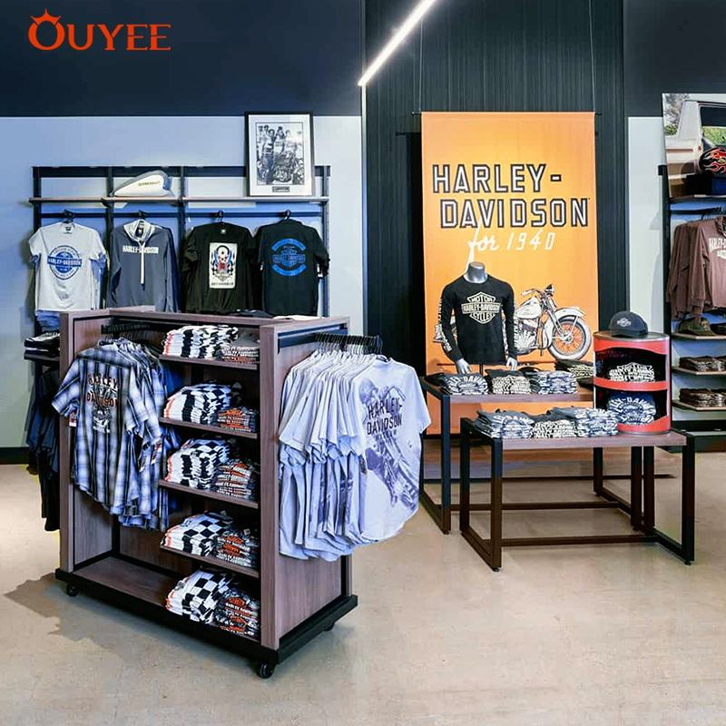 High Quality Shop Furniture Customized Size Display Rack Metal Display Furniture Men's Garments Rack for Shop Use