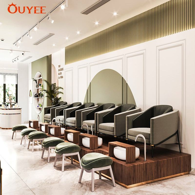 Nail Salon Reception Desk Furniture Nail Polish Stand Bar Counter Display Racks Nail Salon Custom Design for Beauty Shop