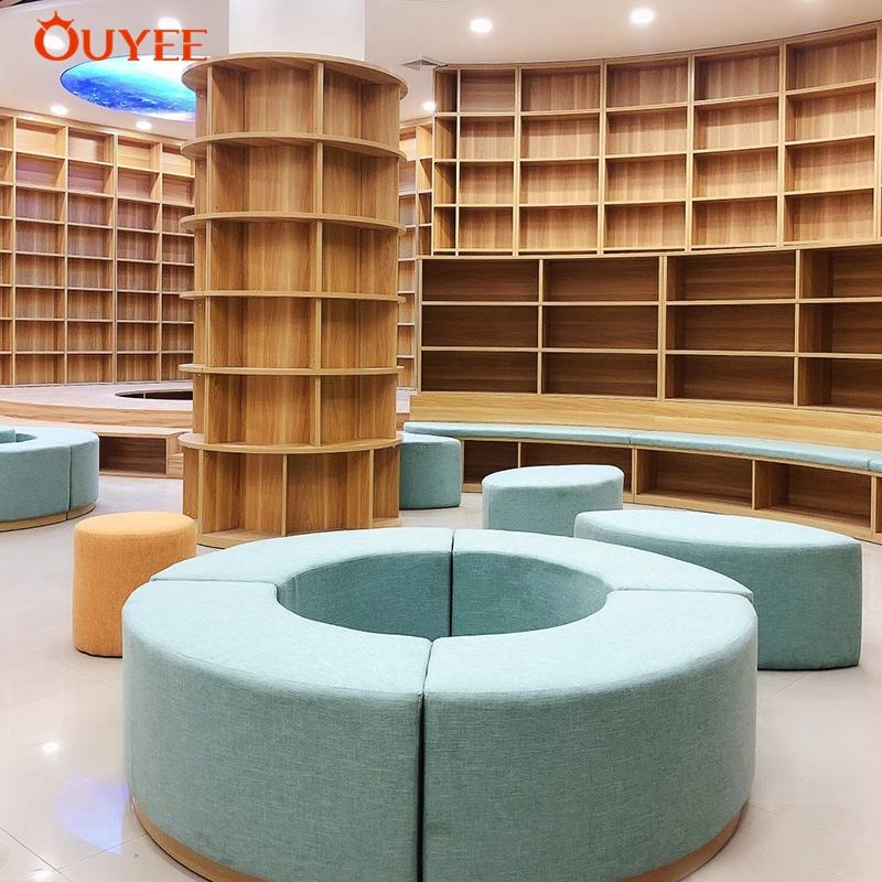Custom Wooden Library Bookshelves with Varnish Finish Eco-Friendly & Easy Assembly for School/Store Decoration