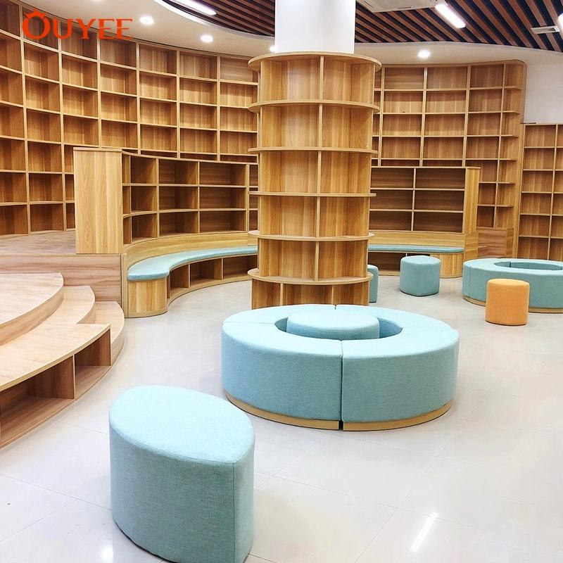 Custom Wooden Library Bookshelves with Varnish Finish Eco-Friendly & Easy Assembly for School/Store Decoration