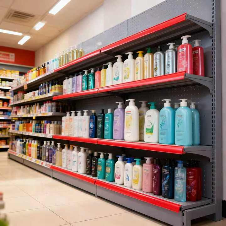 Custom Single-Sided Metallic Steel Gondola Shelving Heavy Duty Supermarket Display Racks for Grocery Stores
