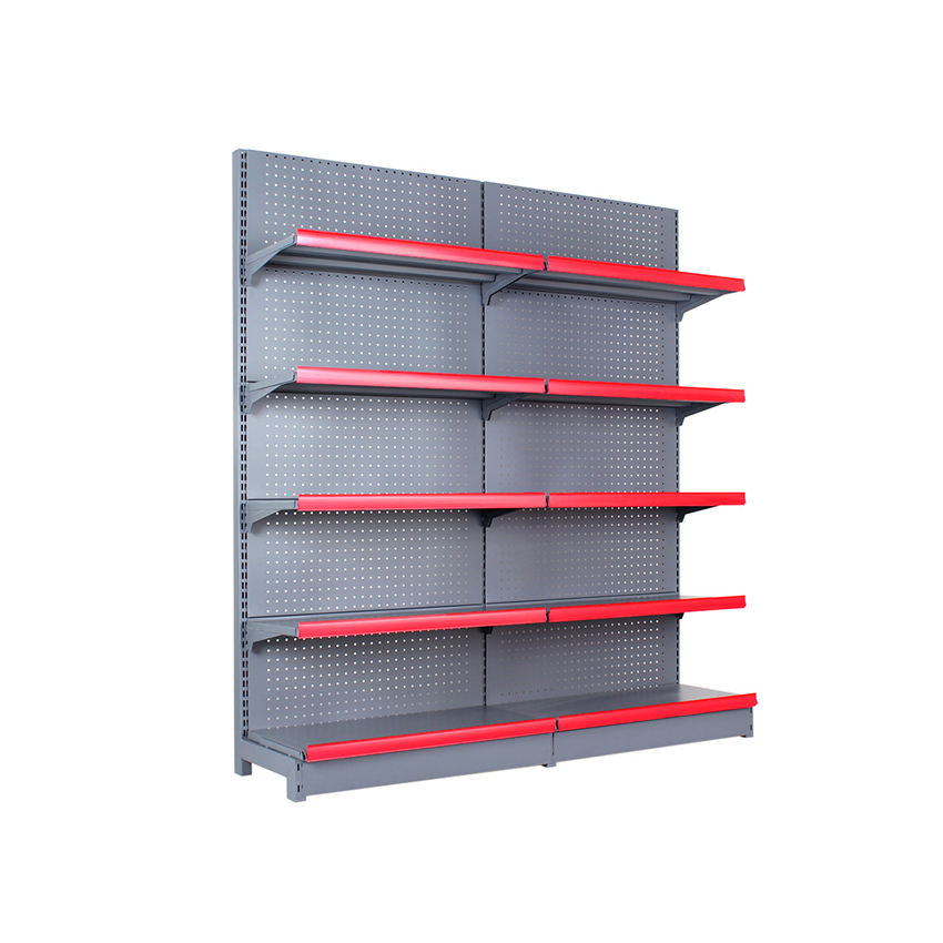 Custom Single-Sided Metallic Steel Gondola Shelving Heavy Duty Supermarket Display Racks for Grocery Stores