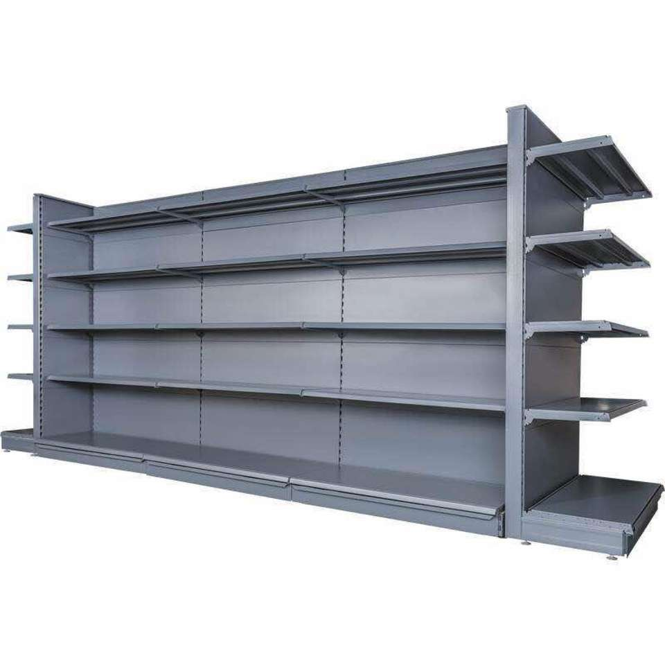 Custom Single-Sided Metallic Steel Gondola Shelving Heavy Duty Supermarket Display Racks for Grocery Stores