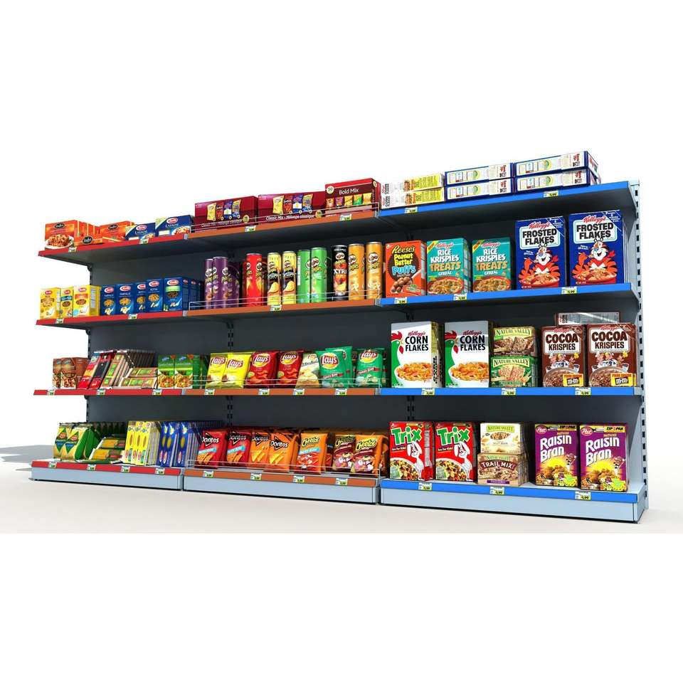 Custom Single-Sided Metallic Steel Gondola Shelving Heavy Duty Supermarket Display Racks for Grocery Stores