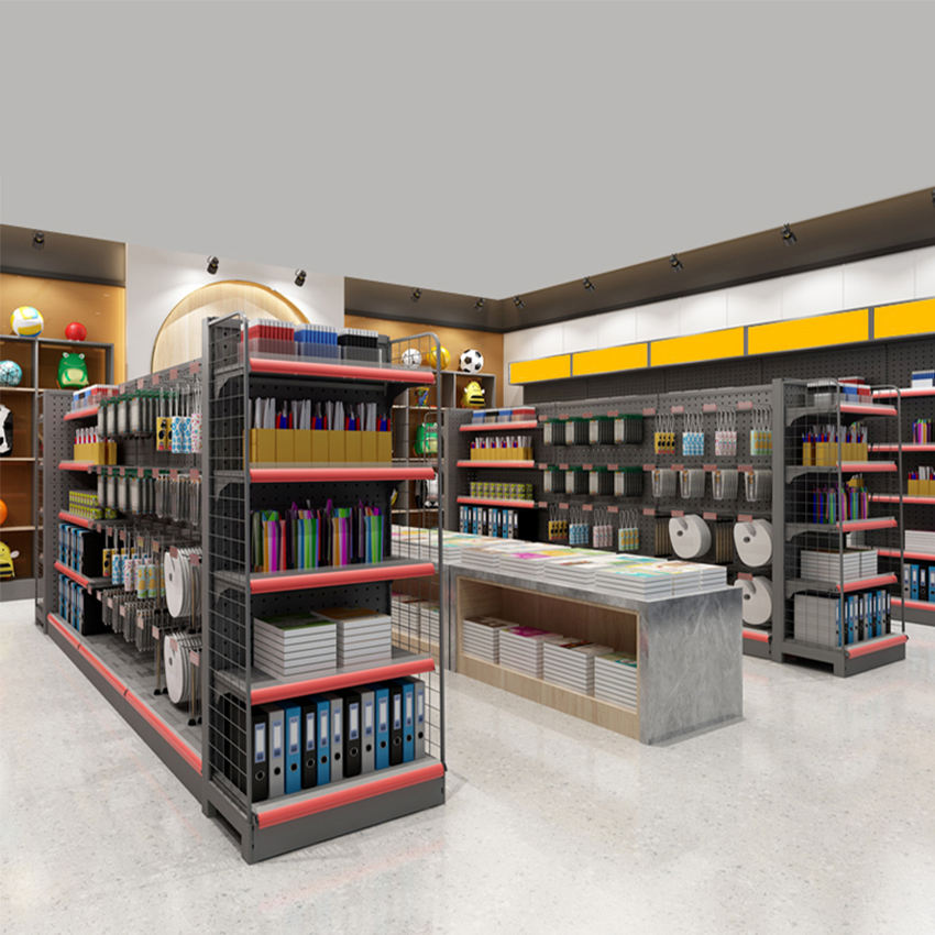 Custom Single-Sided Metallic Steel Gondola Shelving Heavy Duty Supermarket Display Racks for Grocery Stores