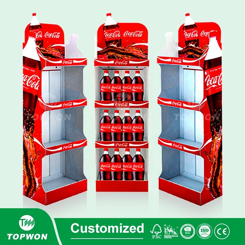 Custom Drink Wine Beer Bottle Beverage Product Retail Paper Corrugated Cardboard Display Stand Display Rack for Supermarket
