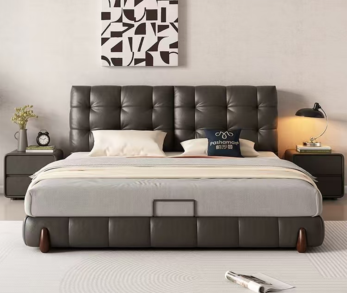Black Faux Leather Headboard  Double Bed - 5067