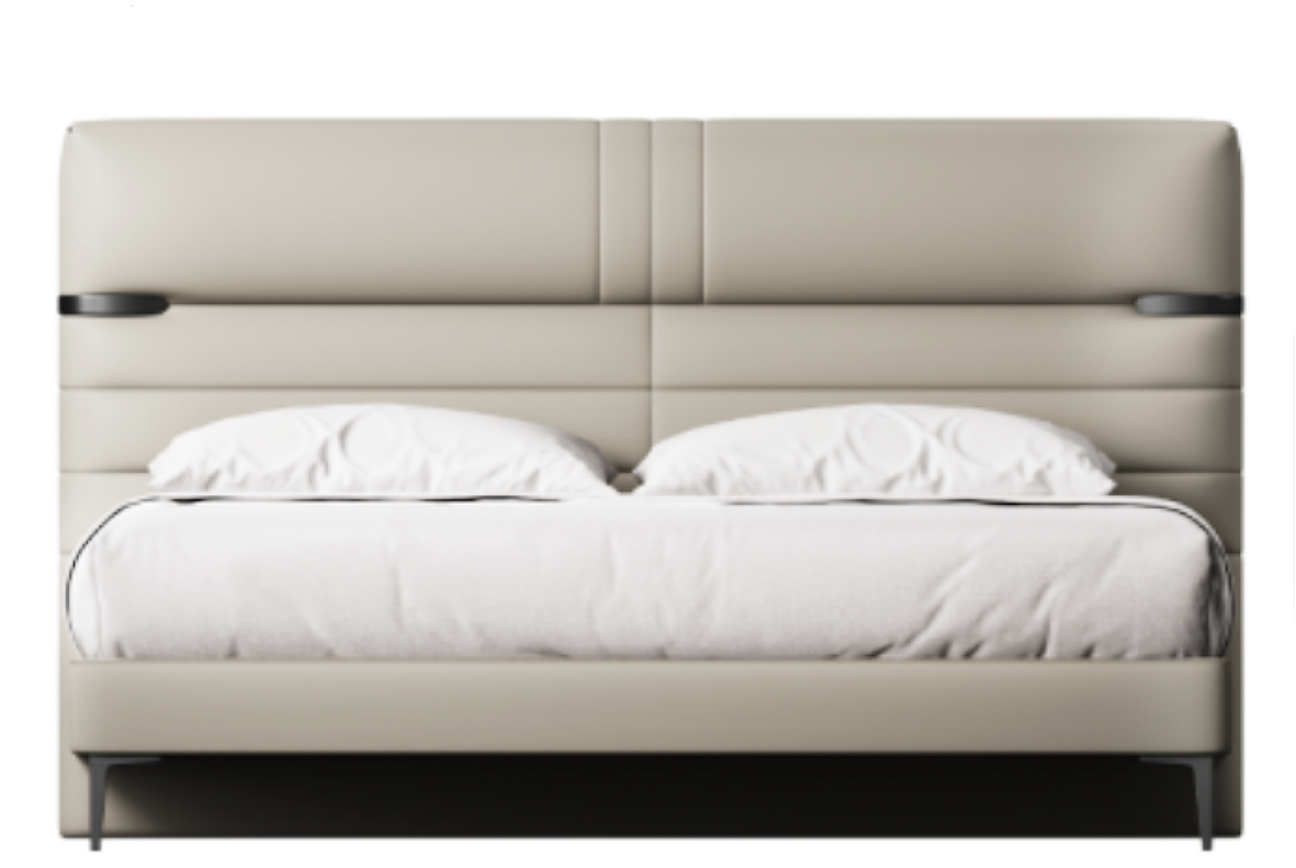 Cream Faux Leather Headboard Double Bed TC-2467