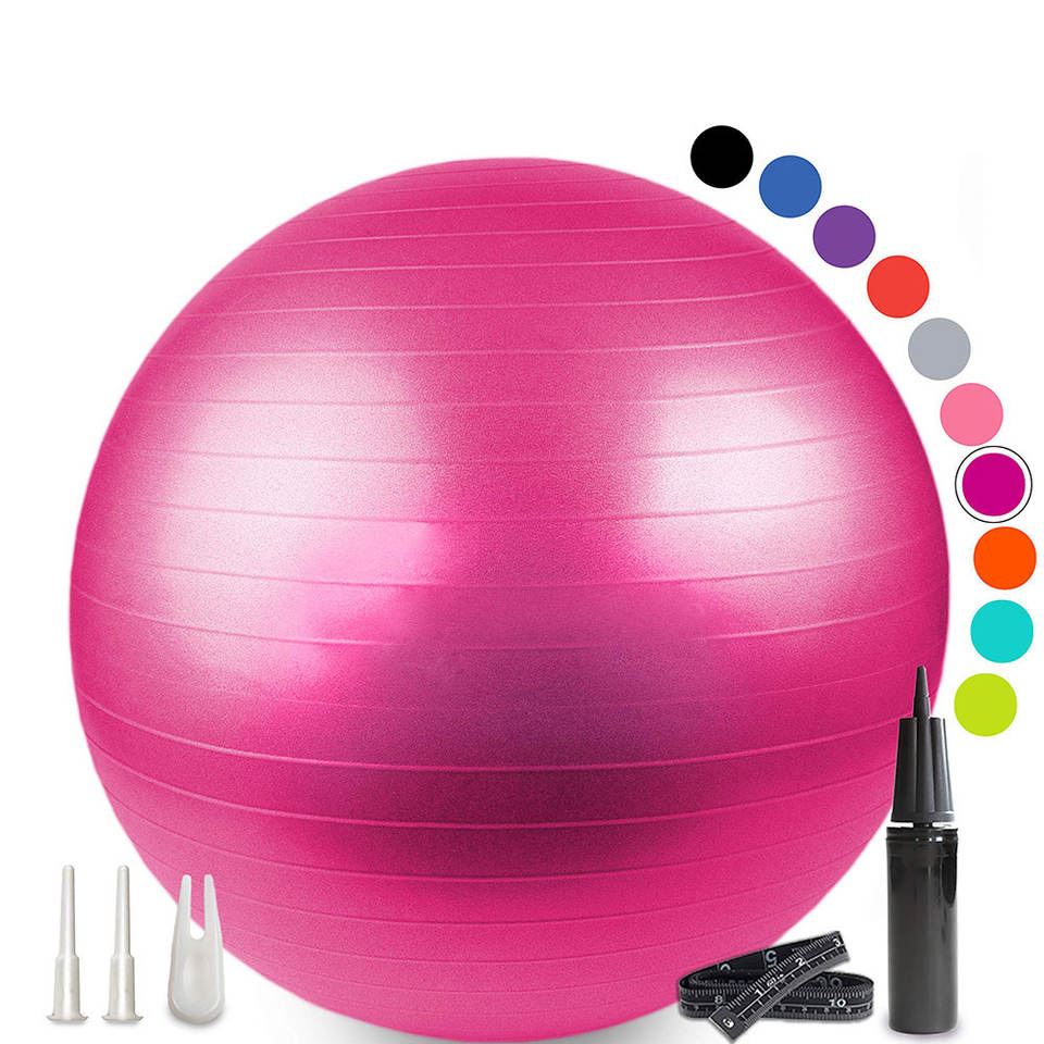 Custom Logo 75cm PVC Gym Ball for Yoga Exercise Multi-Purpose Pilates Style Fitness Equipment Gentle on Joints Features Balance