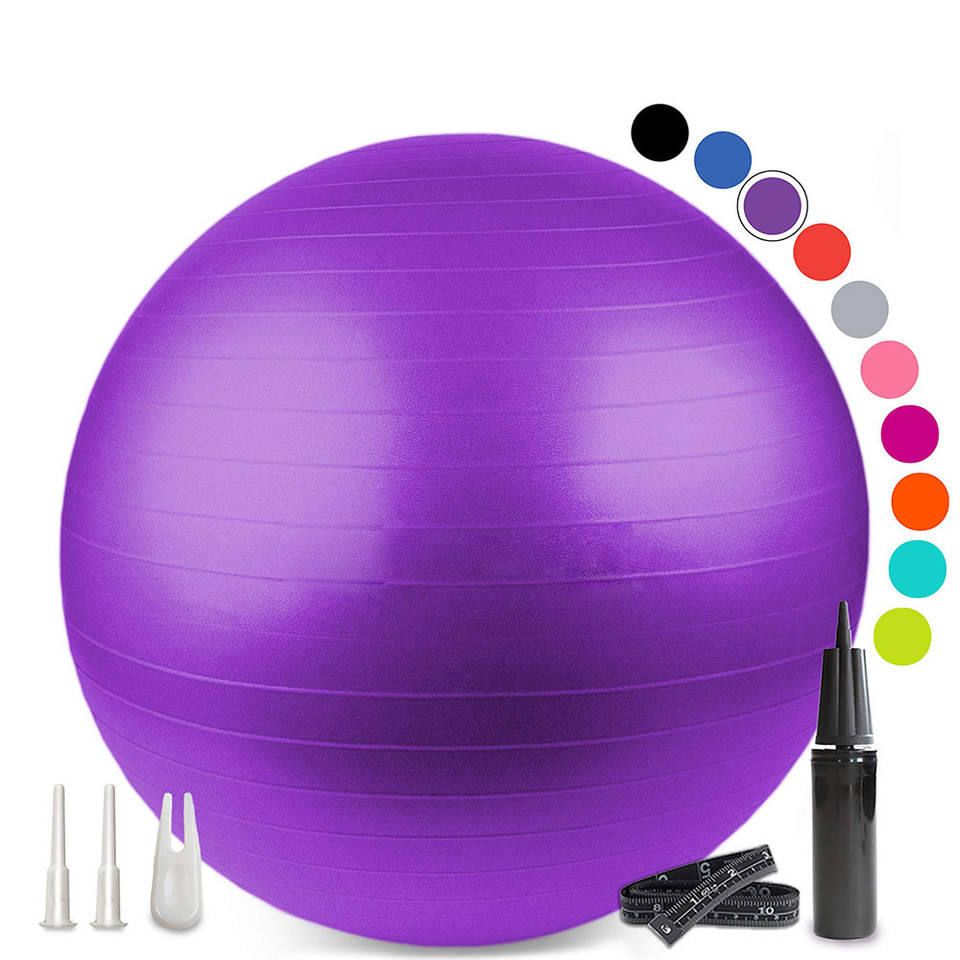 Custom Logo 75cm PVC Gym Ball for Yoga Exercise Multi-Purpose Pilates Style Fitness Equipment Gentle on Joints Features Balance