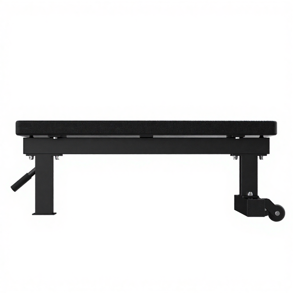 Rising Fitness Upgrade Home Gym Equipment Dumbbell Flat Bench Press Weight Lifting Sit up Bench with Roller for Easy Movement