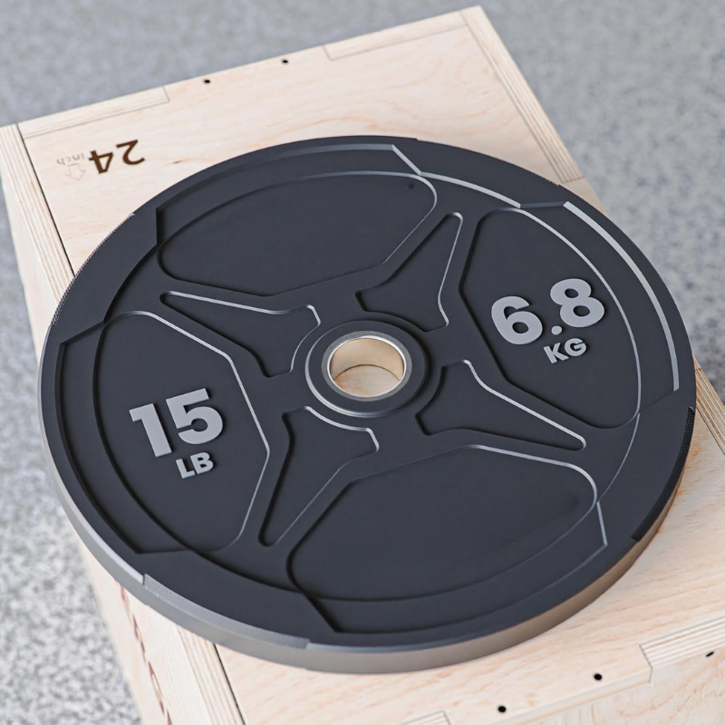 Rising Fitness 2 Inch Hole Rubber Bumper Plates Set for Barbell 10-45lbs 5-25kg Gym Fitness Equipment