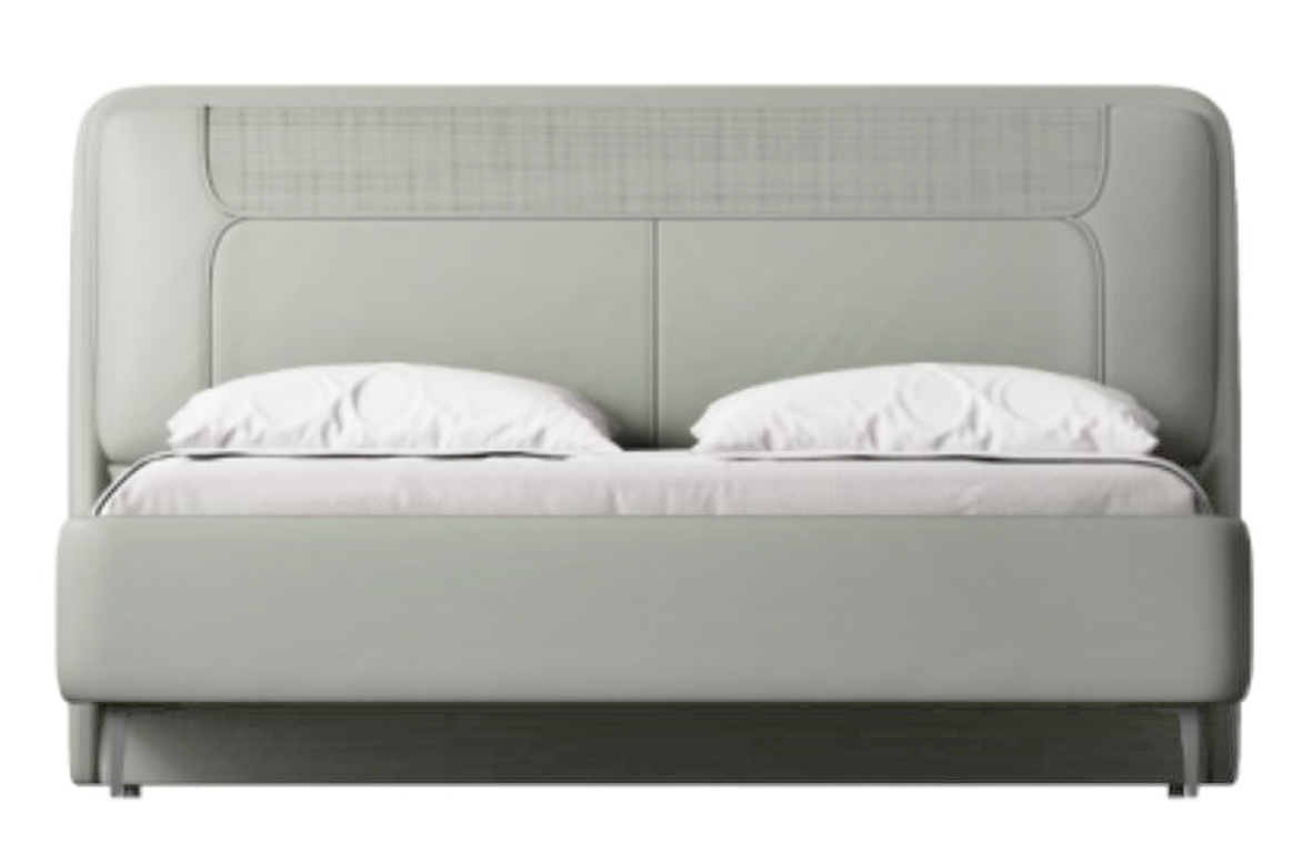 Light Grey Cushion Faux Leather Headboard Double Bed TC-2466