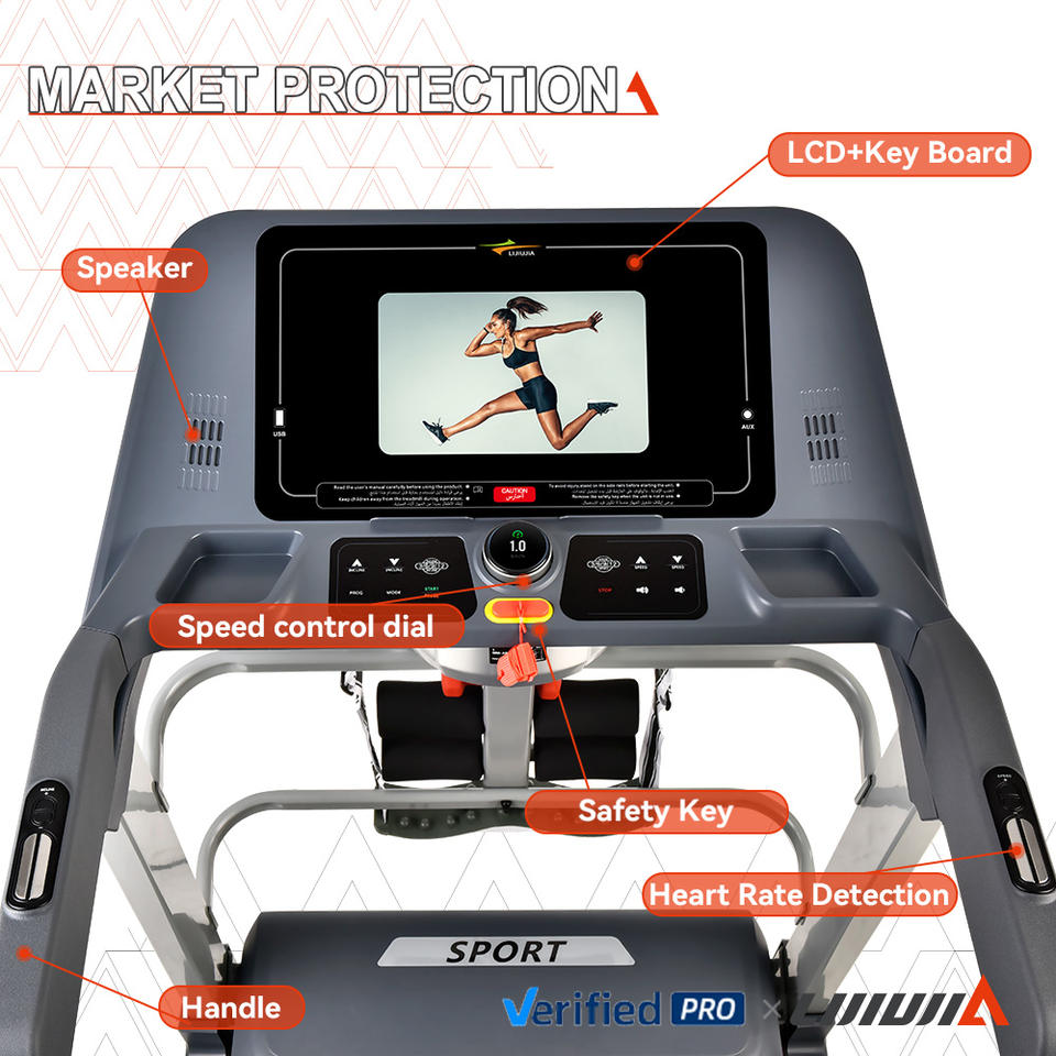 Hit Product Foldable Auto Incline Multi Function Fitness Equipment Semi Commercial Electric Treadmill