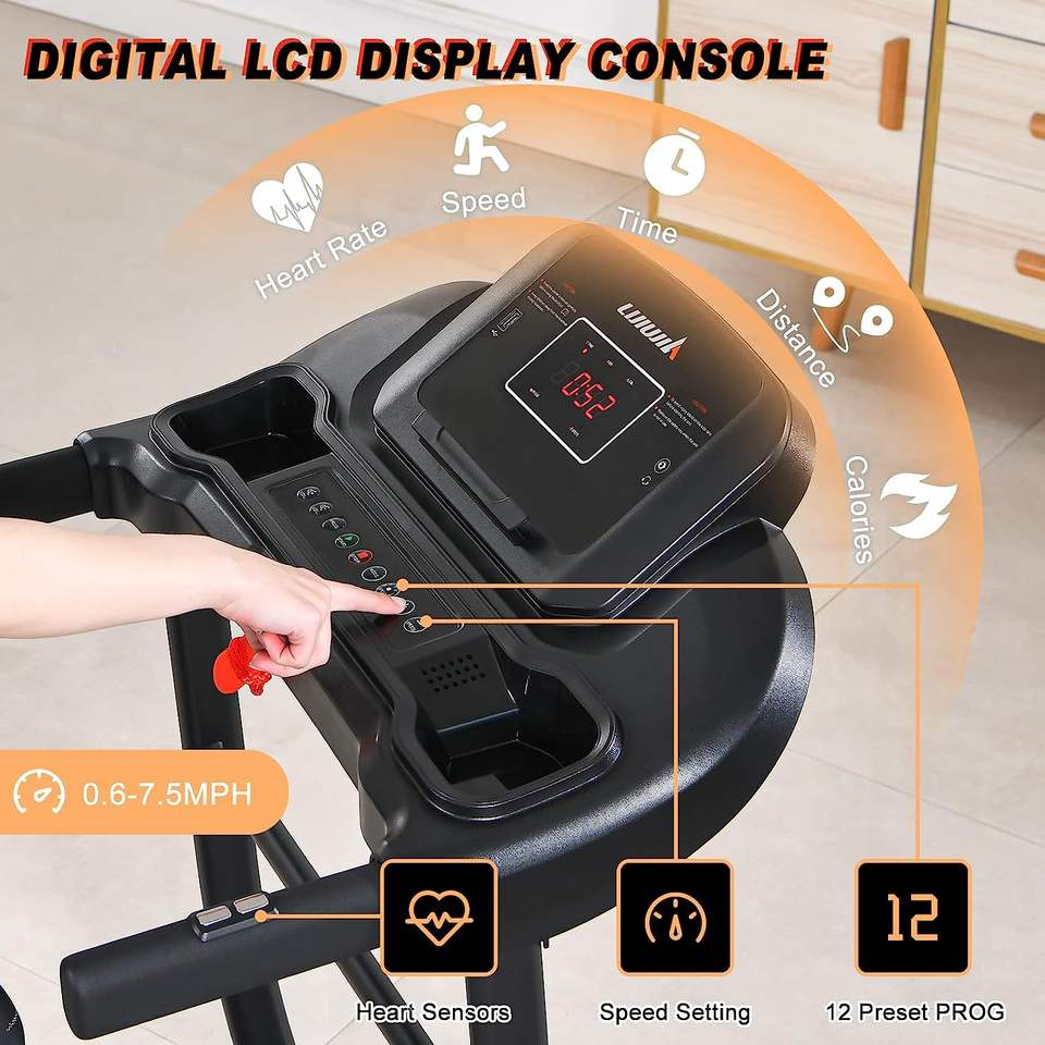 Upgraded Version 1.5HP Motor Professional Fitness Home Gym Use Foldable Wallking Electric Treadmill