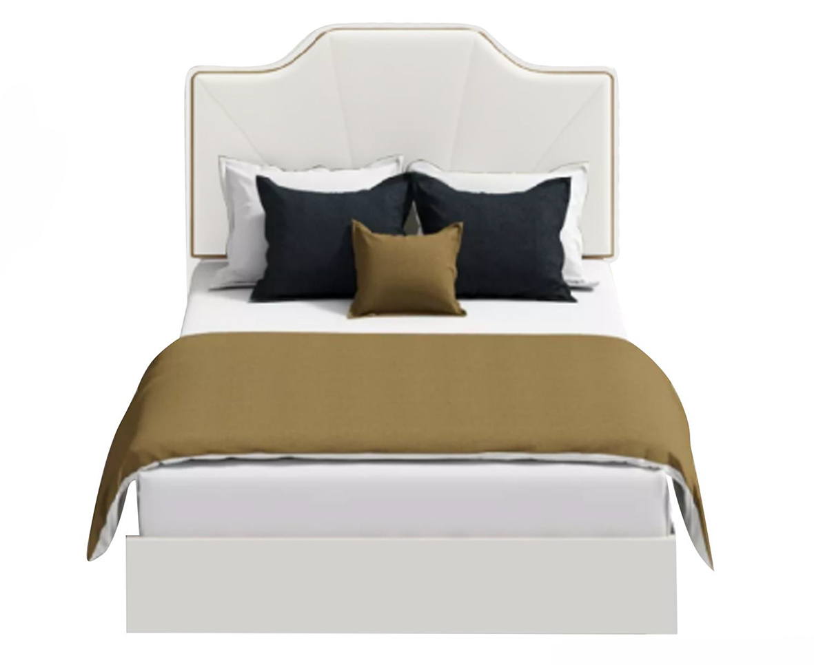 White & Gold Faux Leather Headboard  Double Bed R0220D