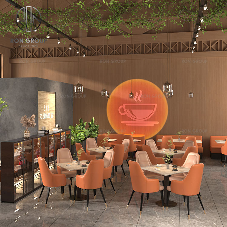 Customized Color Leather Upholstered Seats Light Square Marble Tabletops Modern Design Eco-Friendly Restaurant Furniture Set