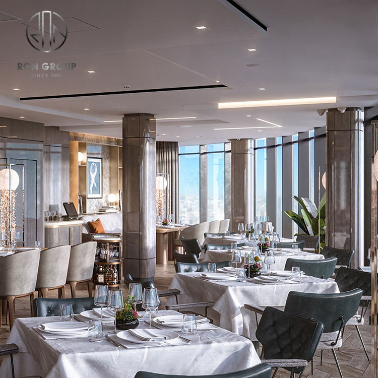 Modern Half Circle Marble Coffee Shop Cafe Furniture Set with Sofa Booth Seating Table and Chair for Restaurant