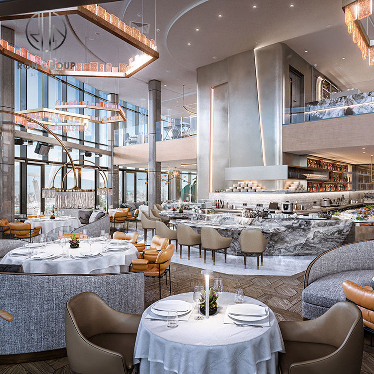 Modern Half Circle Marble Coffee Shop Cafe Furniture Set with Sofa Booth Seating Table and Chair for Restaurant