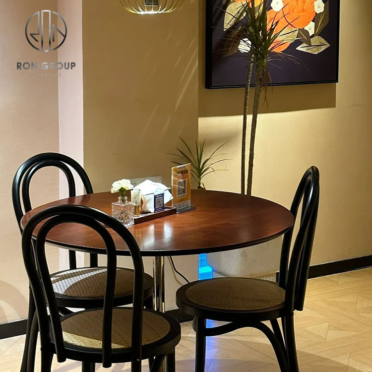 Modern Solid Wood Cafe Coffee Shop Restaurant Booth and Table Furniture Set with Sofa Seating