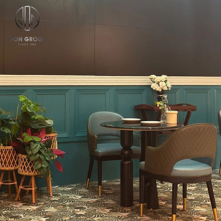 Modern Solid Wood Cafe Coffee Shop Restaurant Booth and Table Furniture Set with Sofa Seating