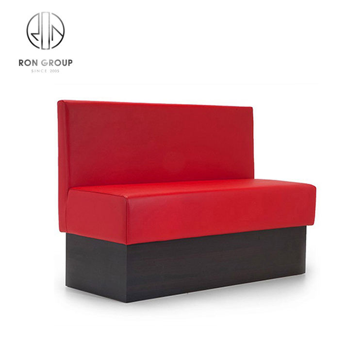 High End Banquet Fast Food Cafe Shop Furniture Wooden Frame Bench Pink Leather Sofa Seating High Density Foam Restaurant Booths