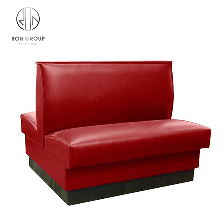 High End Banquet Fast Food Cafe Shop Furniture Wooden Frame Bench Pink Leather Sofa Seating High Density Foam Restaurant Booths