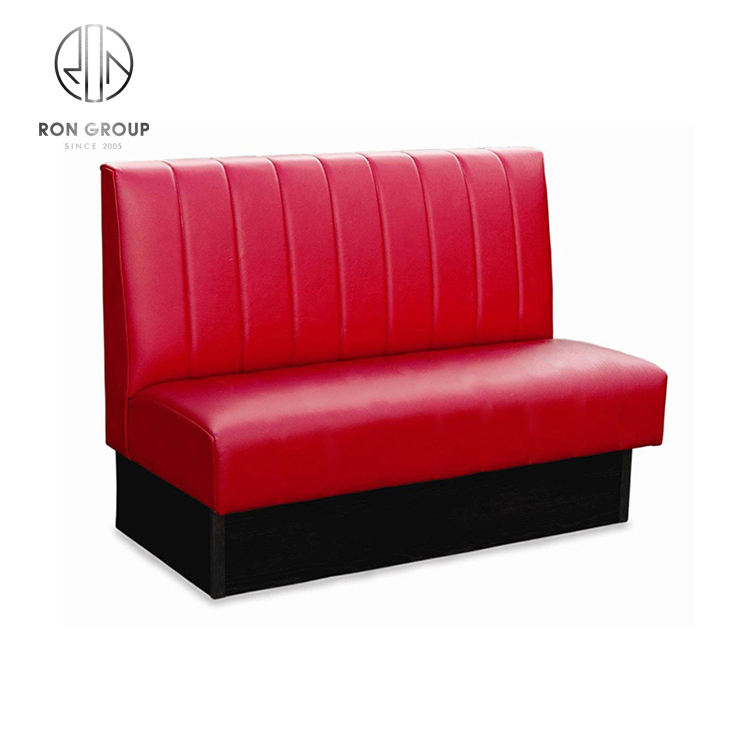 High End Banquet Fast Food Cafe Shop Furniture Wooden Frame Bench Pink Leather Sofa Seating High Density Foam Restaurant Booths